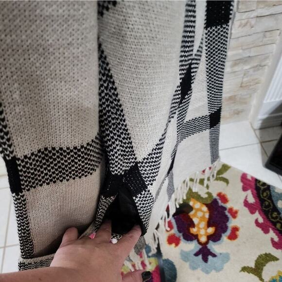 ADRIENNE‎ VITTADINI window pane plaid Jacquard fringed Cardigan plus size 3X new - Picture 4 of 7